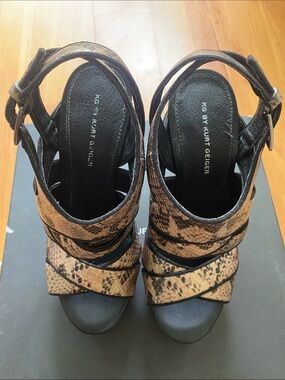 Kurt Geiger Brown Snake-Print Strappy Heels